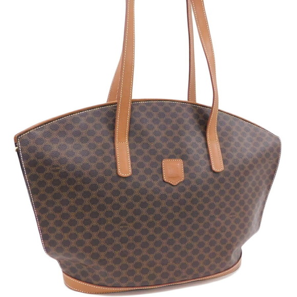 Celine Bag Shoulder Brown Leather Macadam Tote - Picture 1 of 8